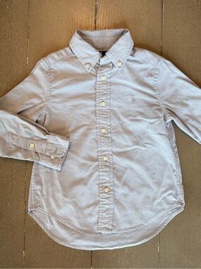 Ralph Lauren Boys’ Long-Sleeve Gray Oxford Polo Button Down • Size 4/4T